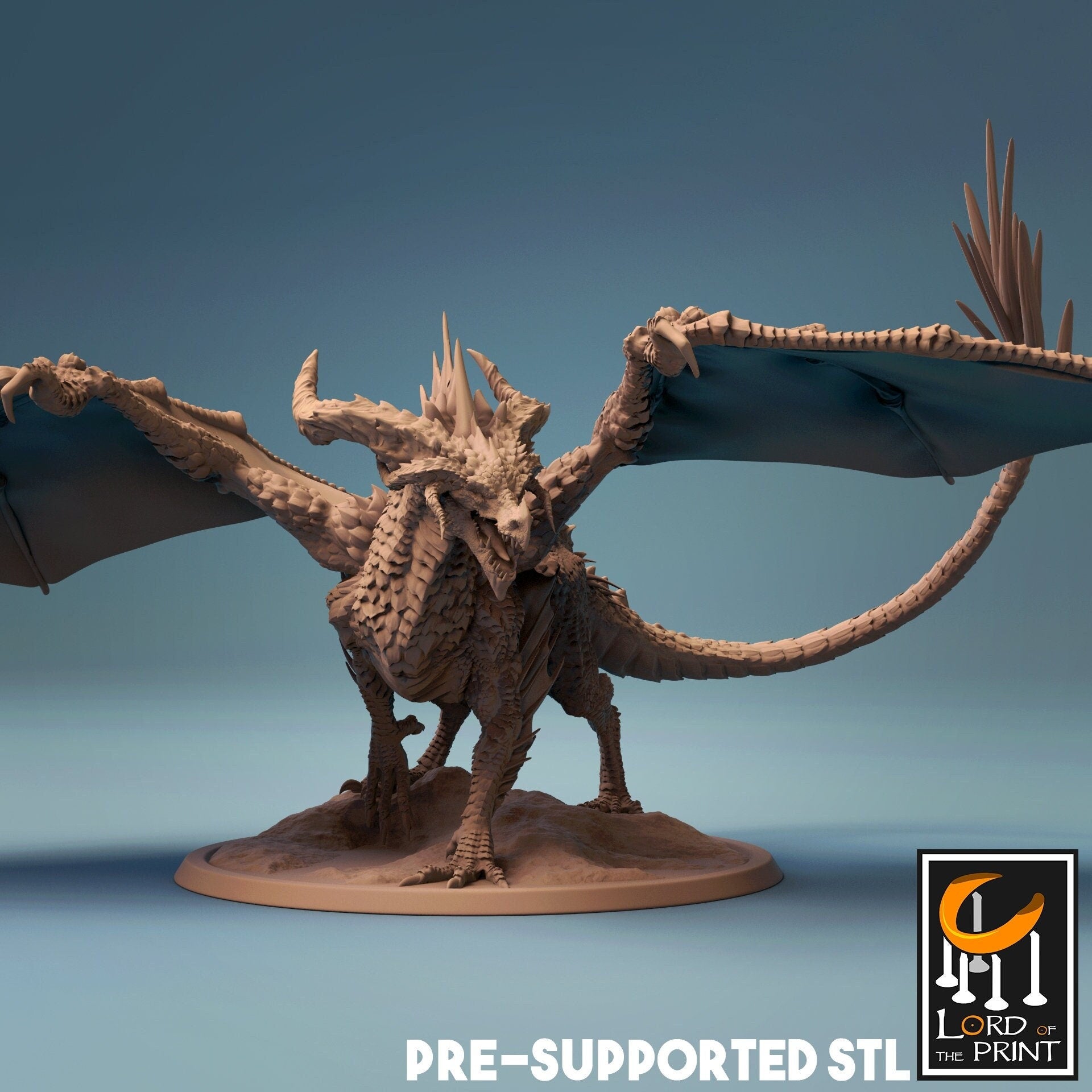 Adult Black Dragon Miniature | Tabletop RPG Miniature | Rescale Miniature | Roleplaying 3D Printed Fantasy Mini - 3DPrintDen