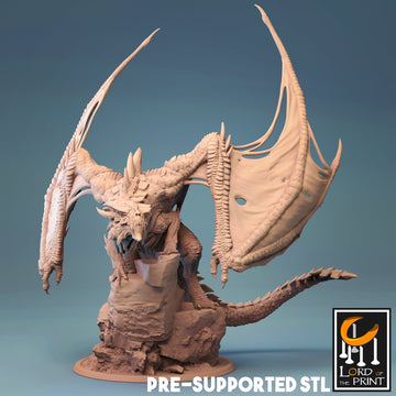 Adult Magma Dragon Miniature | Tabletop RPG Miniature | Rescale Miniature | Roleplaying 3D Printed Fantasy Mini - 3DPrintDen