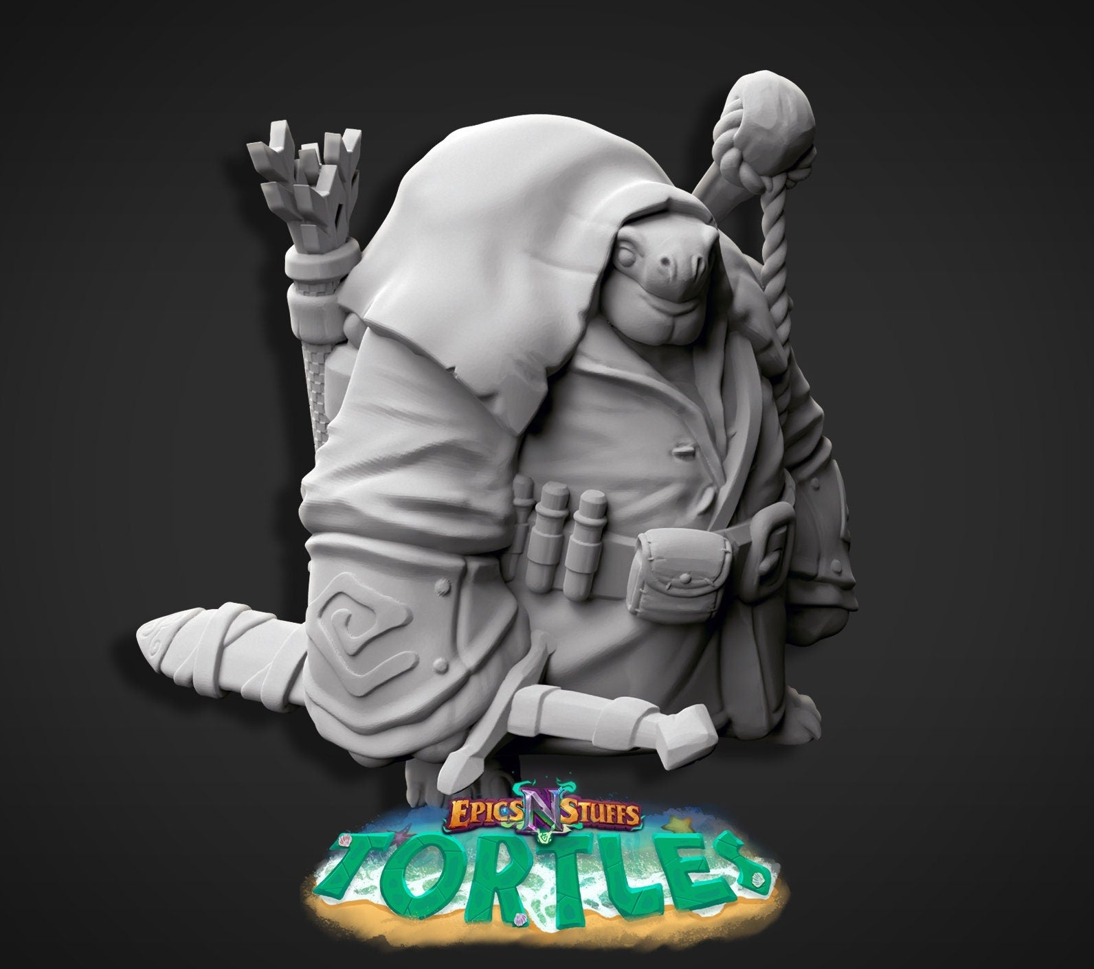 Tortle Ranger Miniature | Tabletop RPG Miniature | Epic 'N' Stuff | Roleplaying 3D Printed Fantasy Mini - 3DPrintDen