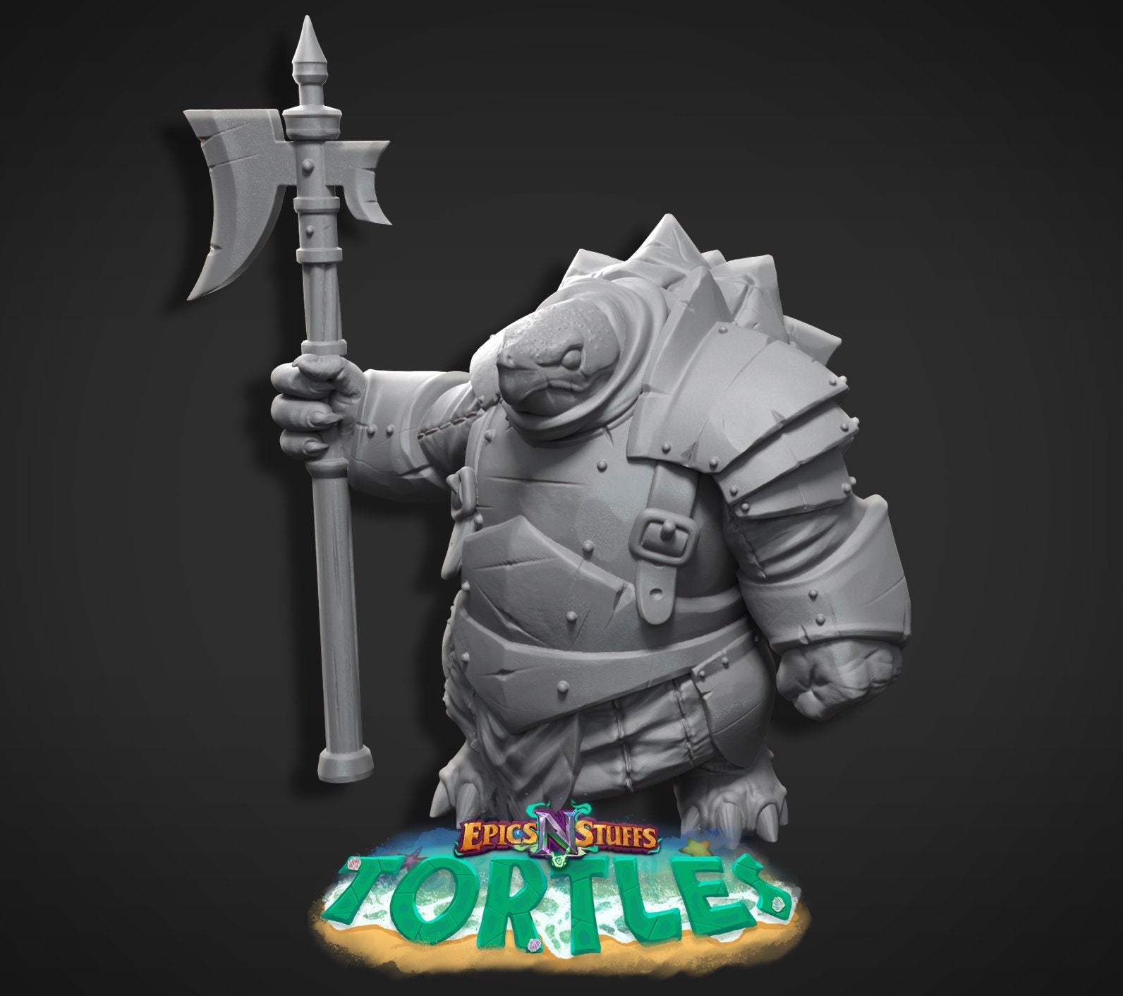 Armored Tortle Miniature | Tabletop RPG Miniature | Epic 'N' Stuff | Roleplaying 3D Printed Fantasy Mini - 3DPrintDen