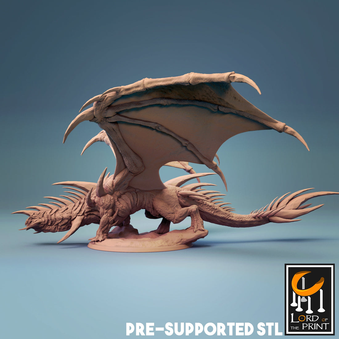 Adult Crystal Dragon Miniature | Tabletop RPG Miniature | Rescale Miniature | Roleplaying 3D Printed Fantasy Mini - 3DPrintDen