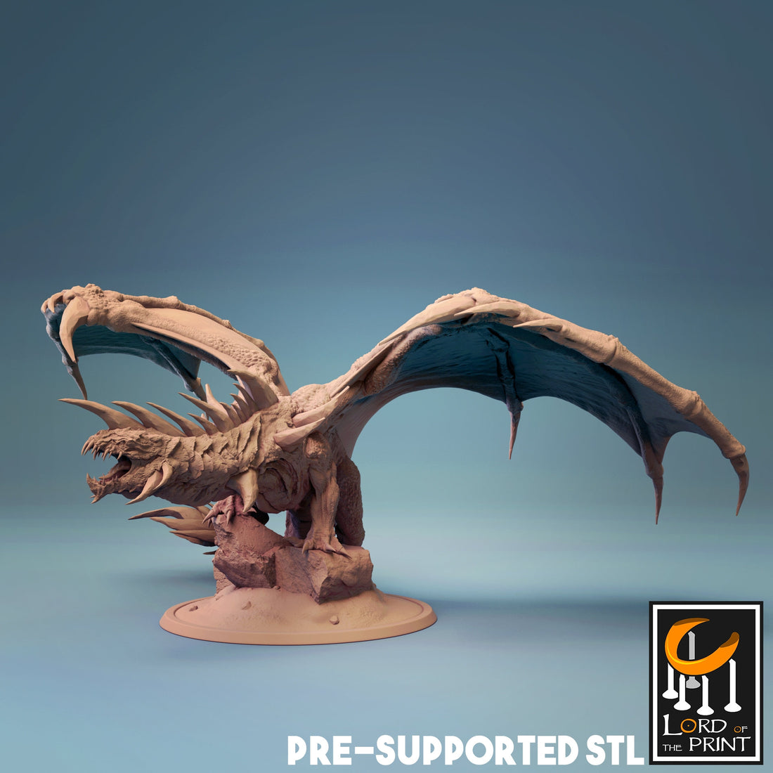 Young Crystal Dragon Miniature | Tabletop RPG Miniature | Rescale Miniature | Roleplaying 3D Printed Fantasy Mini - 3DPrintDen