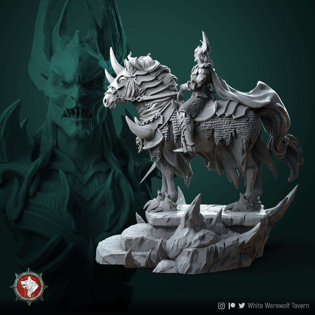 Devil Rider Miniature, Azmogius | Tabletop RPG Miniature | White Werewolf Tavern | Roleplaying 3D Printed Fantasy Mini - 3DPrintDen