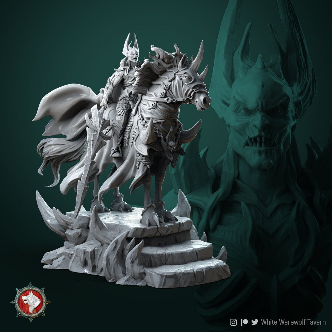 Devil Rider Miniature, Azmogius | Tabletop RPG Miniature | White Werewolf Tavern | Roleplaying 3D Printed Fantasy Mini - 3DPrintDen