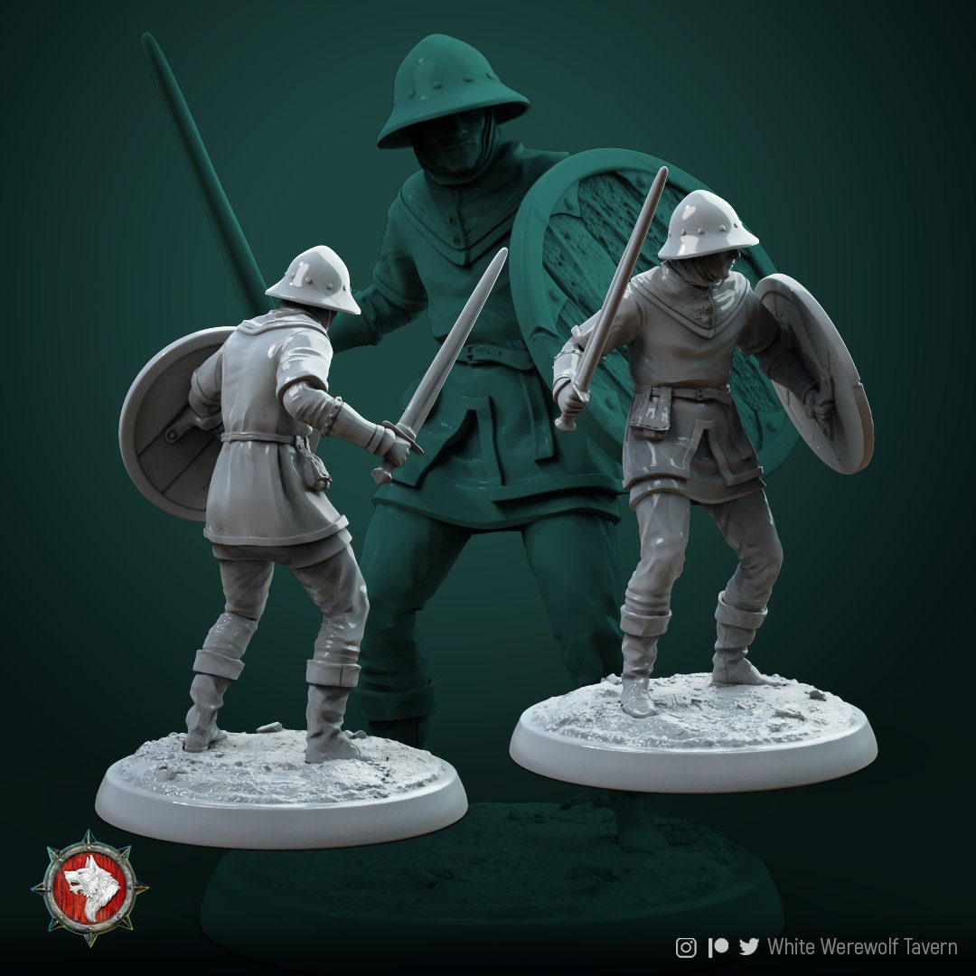 Militia Miniature | Tabletop RPG Miniature | White Werewolf Tavern | Roleplaying 3D Printed Fantasy Mini - 3DPrintDen