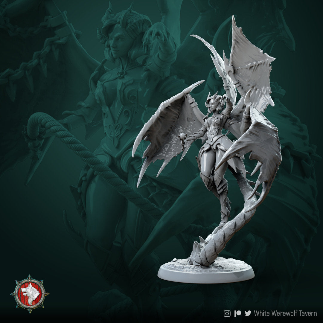 Succubus Miniature, Zurae-Ta | Tabletop RPG Miniature | White Werewolf Tavern | Roleplaying 3D Printed Fantasy Mini - 3DPrintDen