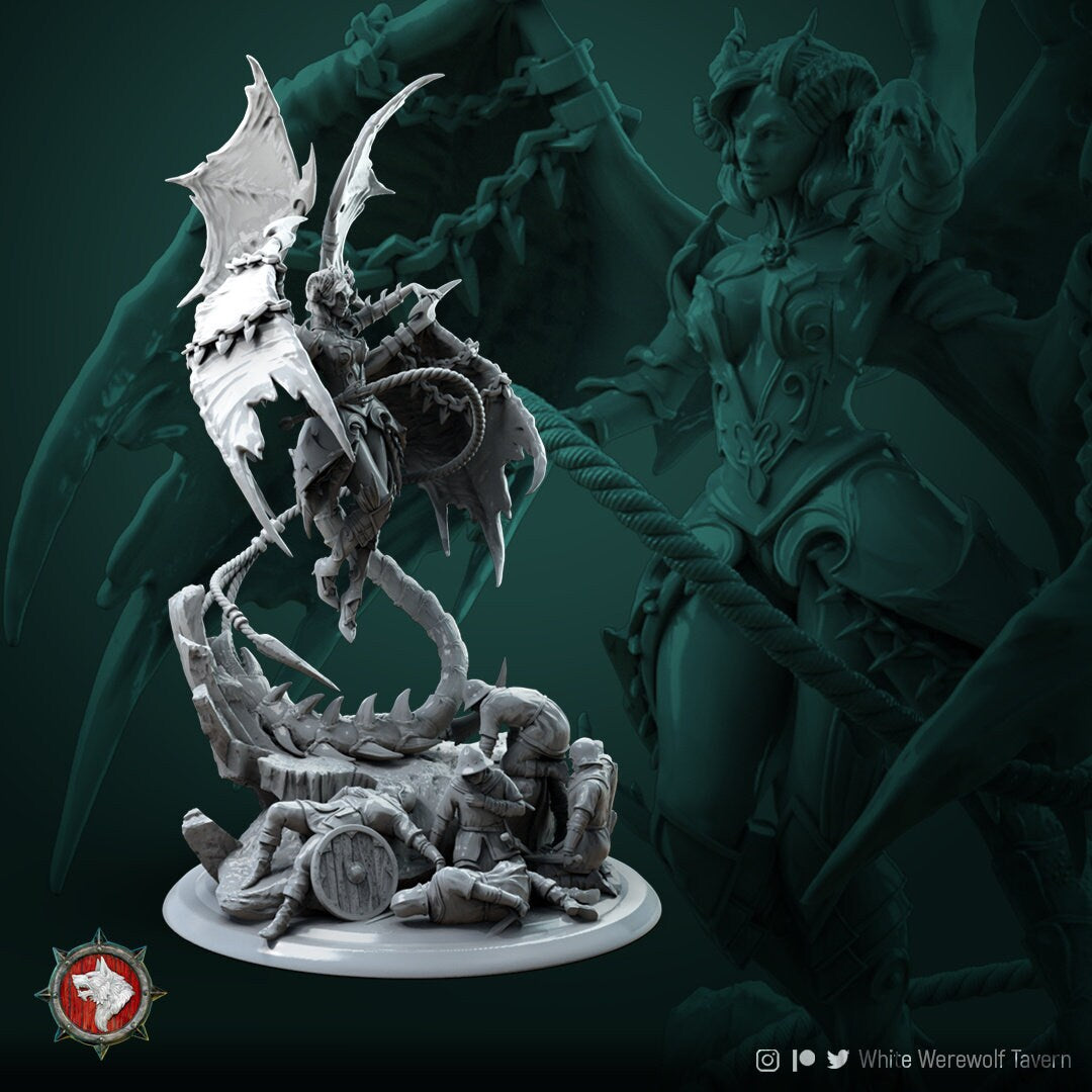 Succubus Miniature, Zurae-Ta | Tabletop RPG Miniature | White Werewolf Tavern | Roleplaying 3D Printed Fantasy Mini - 3DPrintDen