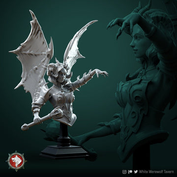 Succubus Bust, Zurae-Ta | Tabletop RPG Miniature | White Werewolf Tavern | Roleplaying 3D Printed Fantasy Mini - 3DPrintDen