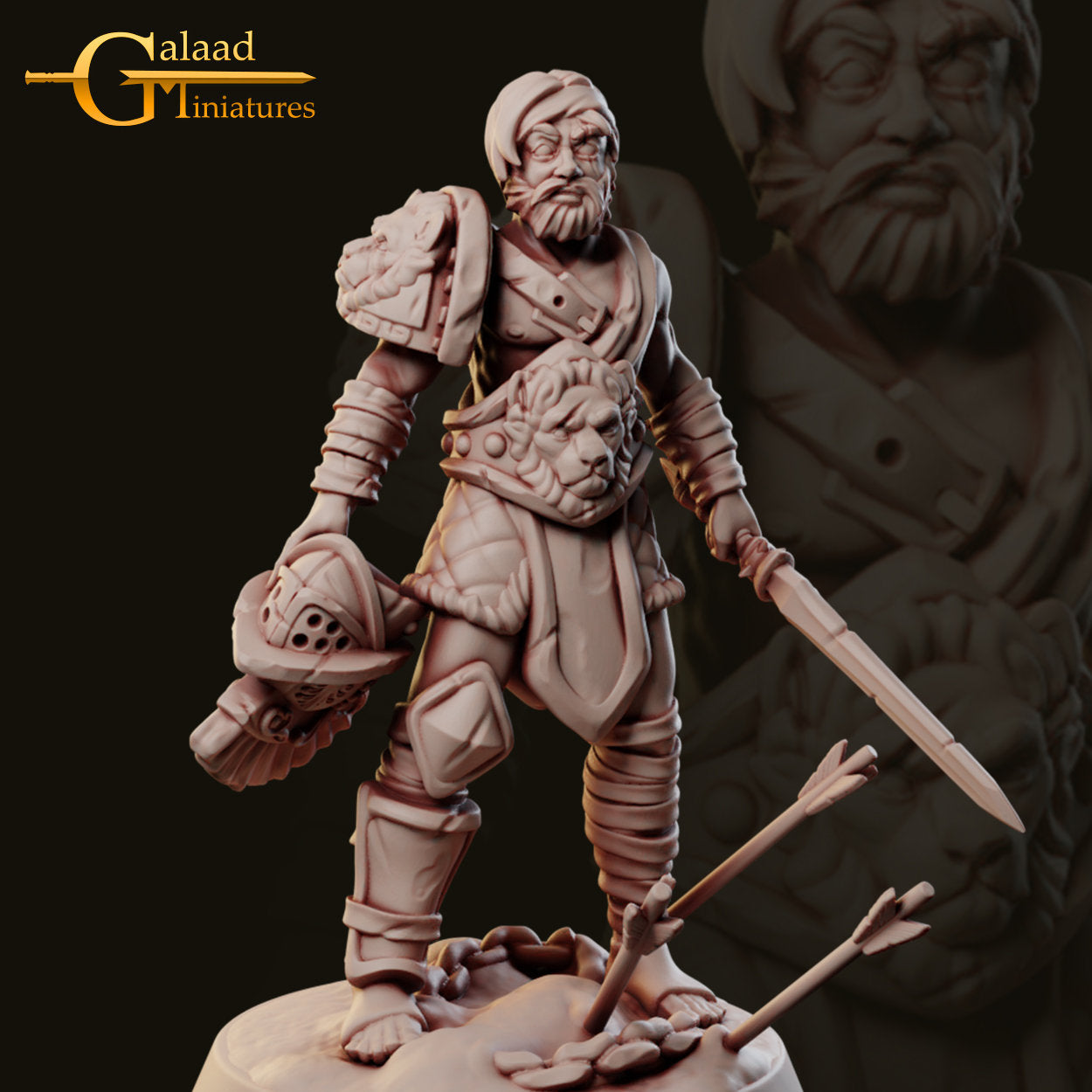 Fighter Miniature | Tabletop RPG Miniature | Galaad Miniatures | Roleplaying 3D Printed Fantasy Mini - 3DPrintDen