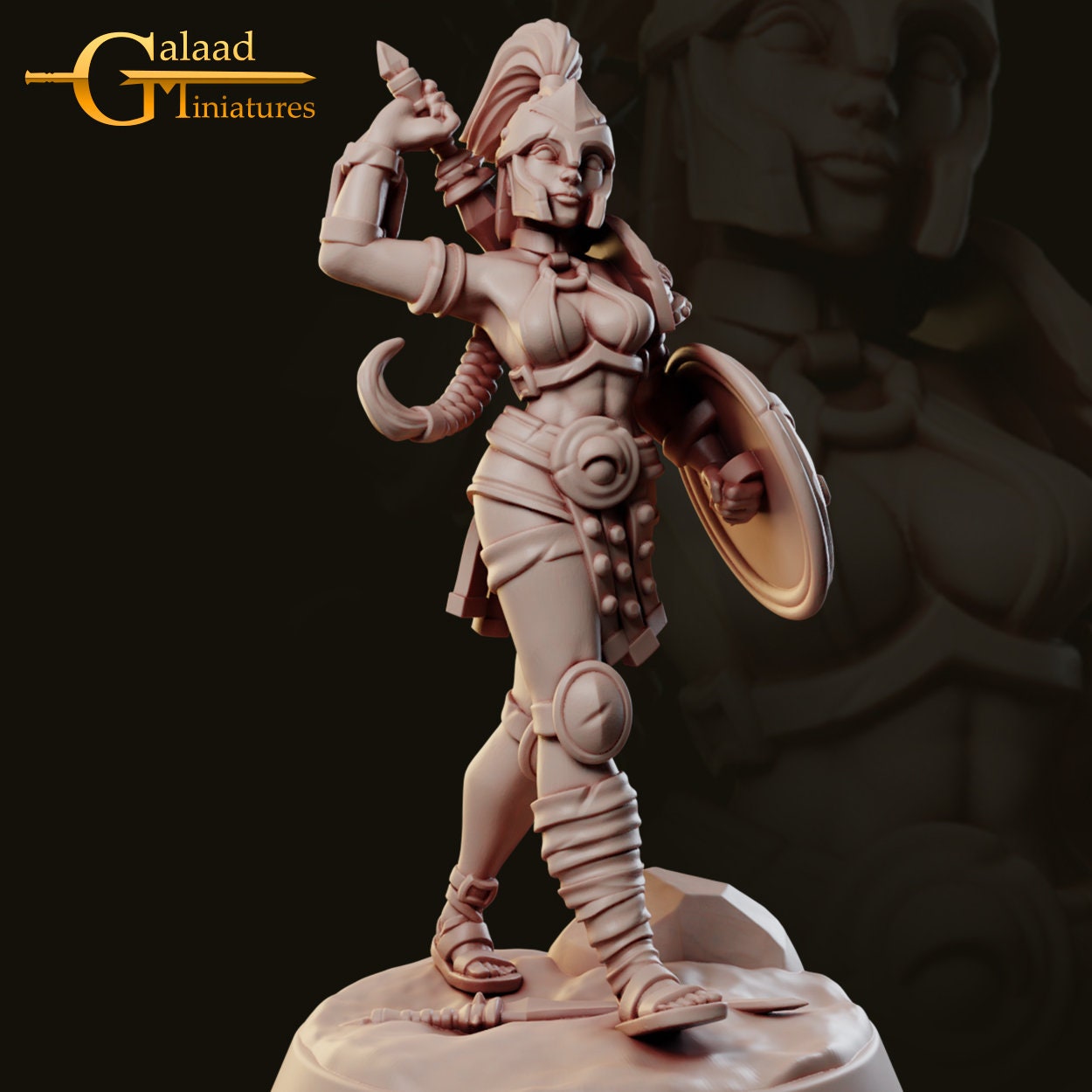 Female Fighter Miniature | Tabletop RPG Miniature | Galaad Miniatures | Roleplaying 3D Printed Fantasy Mini - 3DPrintDen