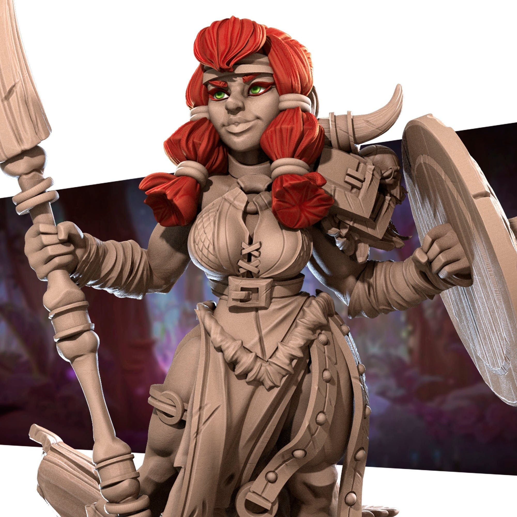 Female Dwarf Warrior Miniature, Volga | Tabletop RPG Miniature | Bite the Bullet | Roleplaying 3D Printed Fantasy Mini - 3DPrintDen