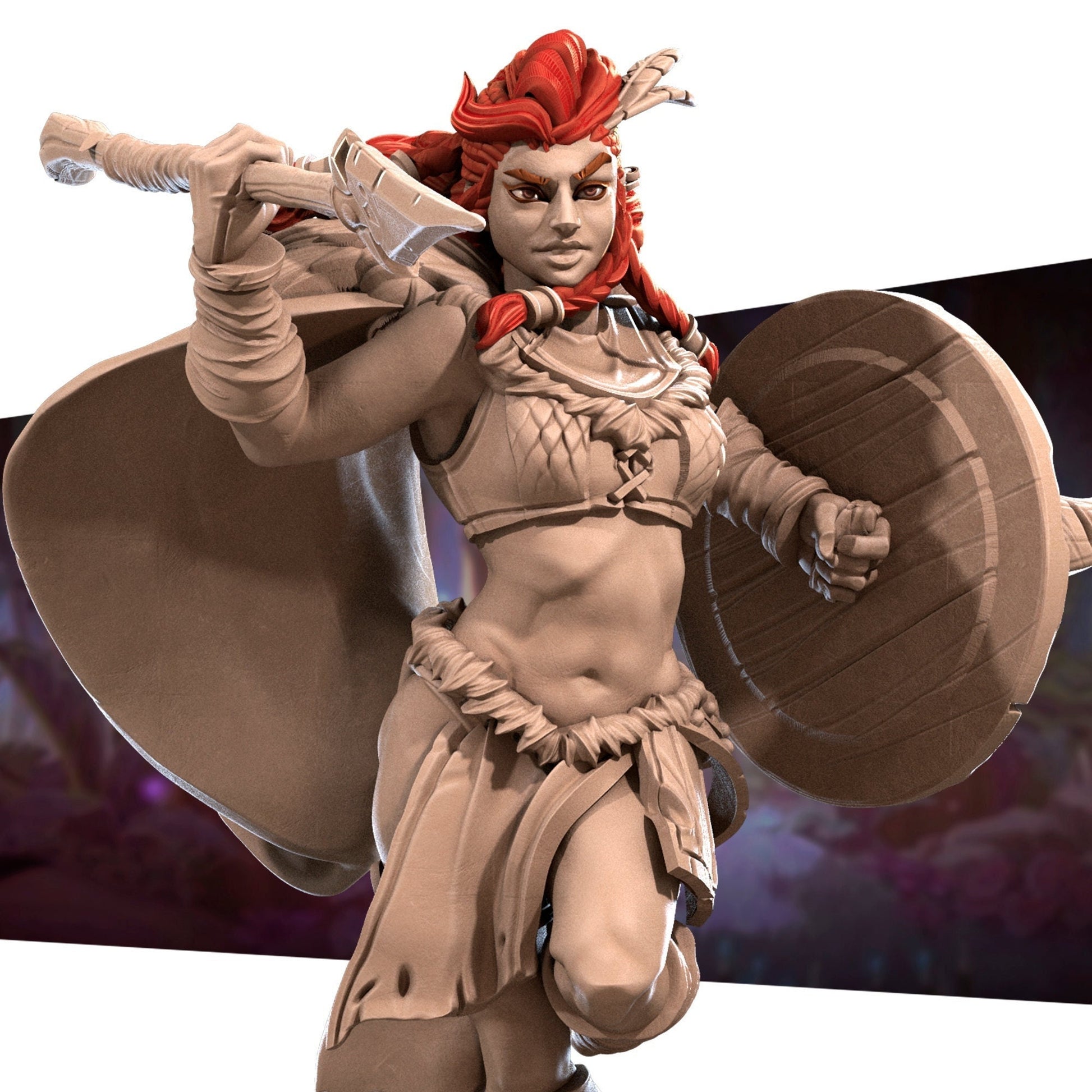 Amazon Queen Miniature, Anira | Tabletop RPG Miniature | Bite the Bullet | Roleplaying 3D Printed Fantasy Mini - 3DPrintDen