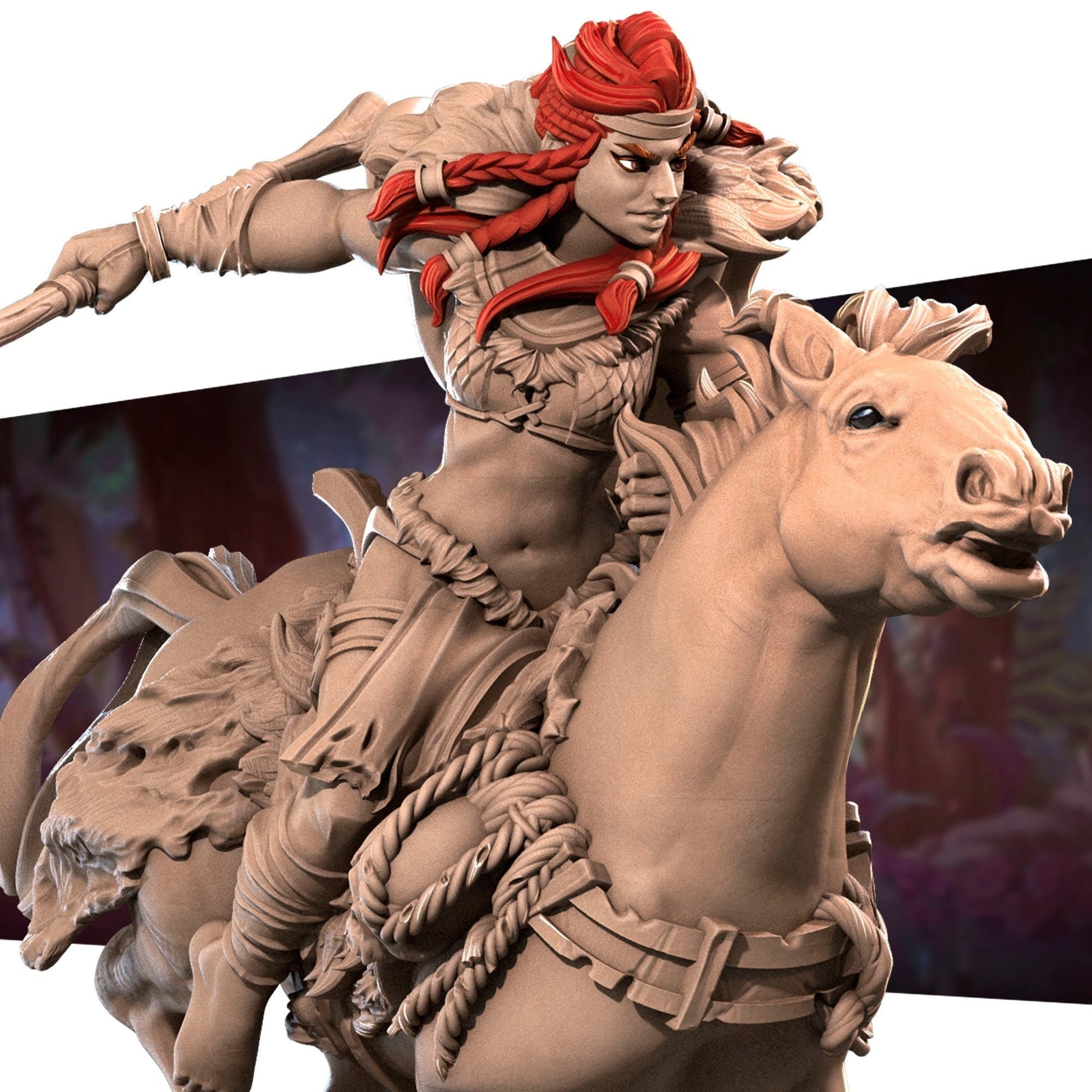 Amazon Queen Rider Miniature, Anira | Tabletop RPG Miniature | Bite the Bullet | Roleplaying 3D Printed Fantasy Mini - 3DPrintDen