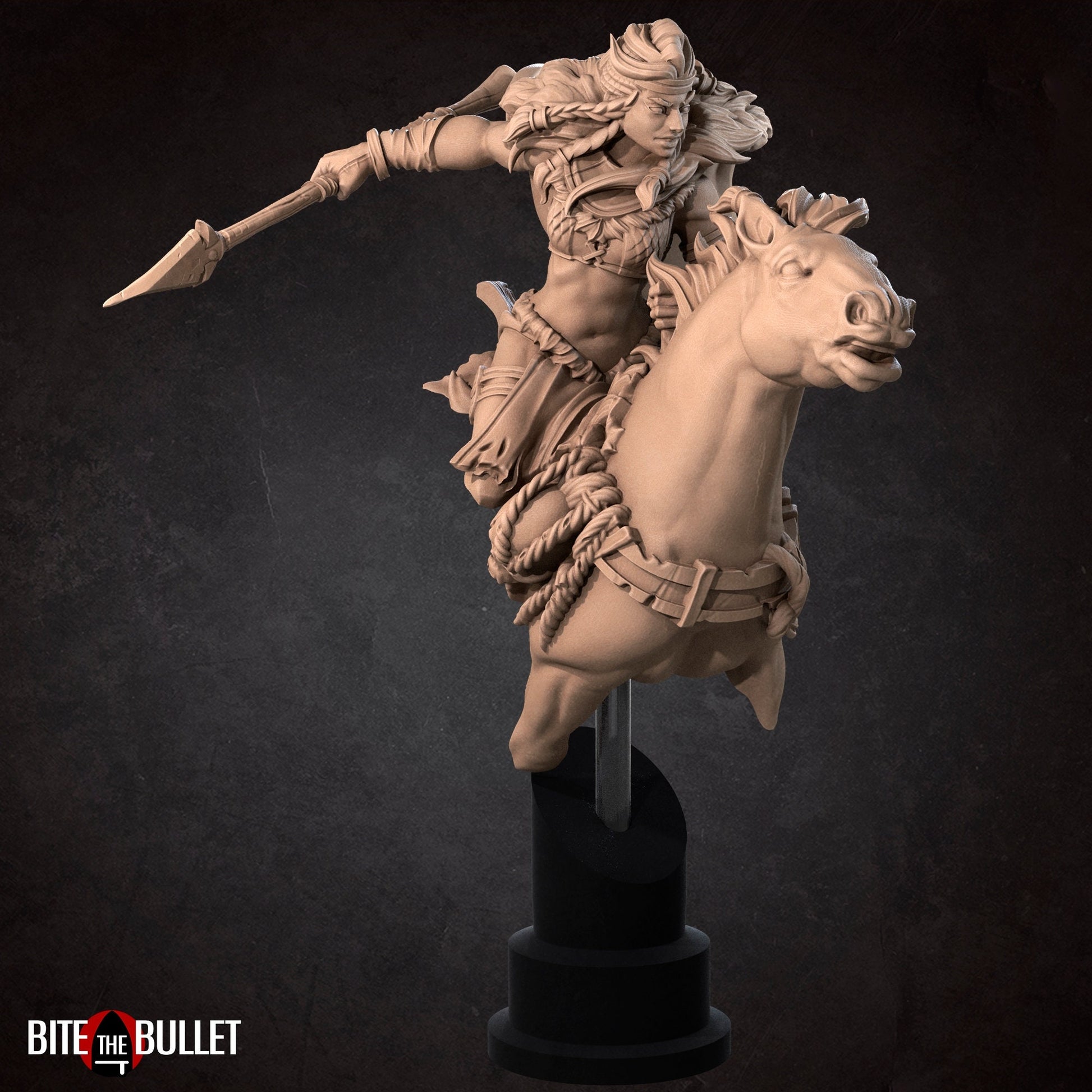 Amazon Queen Anira Mounted Bust | Tabletop RPG Miniature | Bite the Bullet | Roleplaying 3D Printed Fantasy Mini - 3DPrintDen