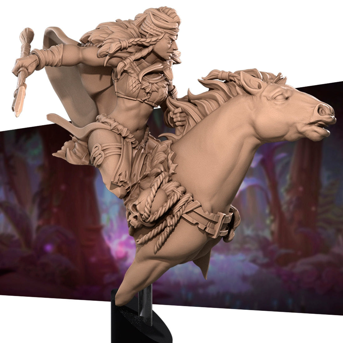 Amazon Queen Anira Mounted Bust | Tabletop RPG Miniature | Bite the Bullet | Roleplaying 3D Printed Fantasy Mini - 3DPrintDen