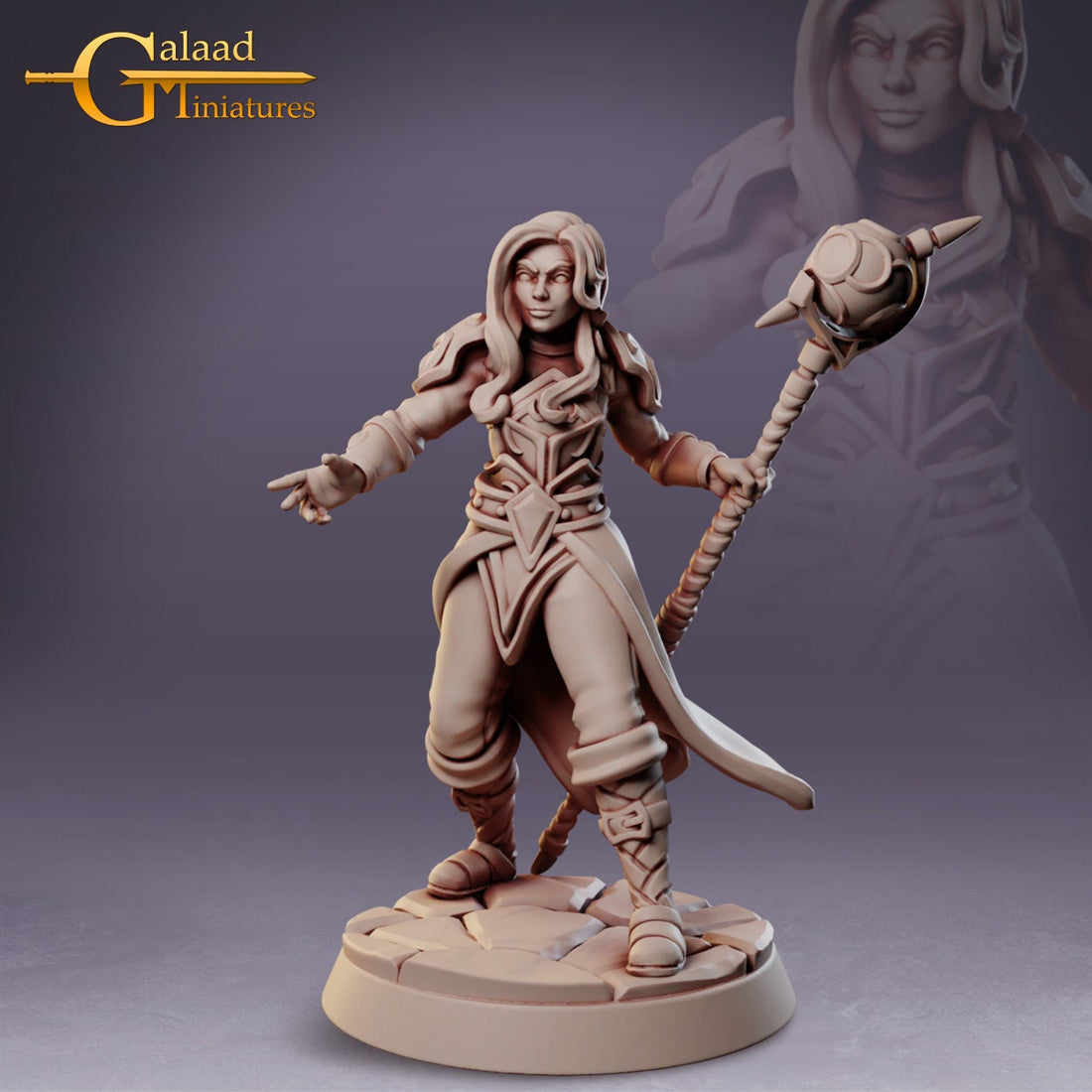 Female Wizard Miniature | Tabletop RPG Miniature | Galaad Miniatures | Roleplaying 3D Printed Fantasy Mini - 3DPrintDen