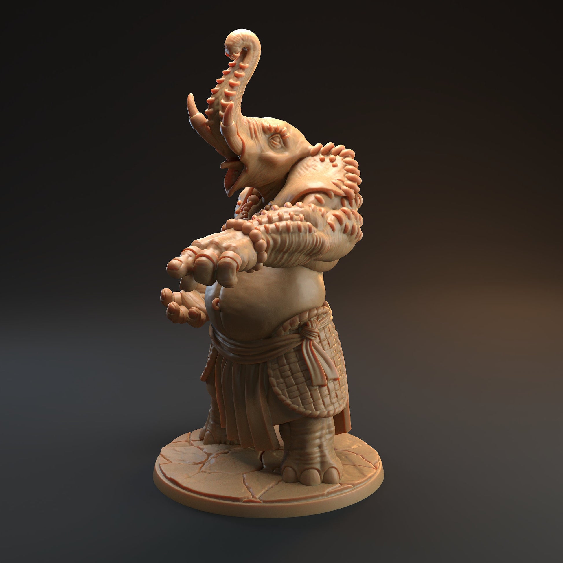 Loxodon Fighter Miniature, Ajuge | Tabletop RPG Miniature | Dragon Trappers Lodge | Roleplaying 3D Printed Fantasy Mini - 3DPrintDen