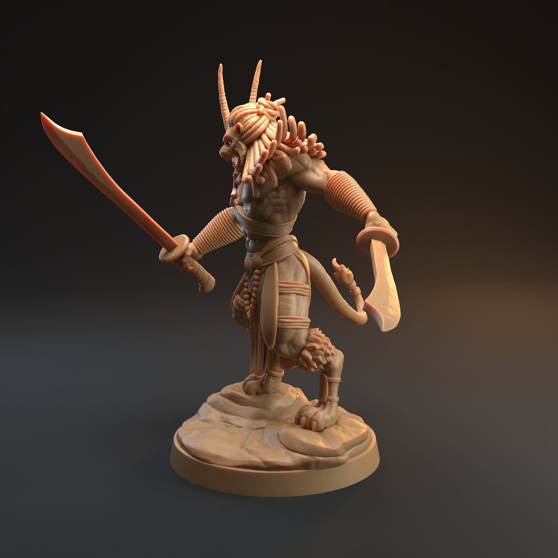 Lionfolk Warrior Miniature, Katoki | Tabletop RPG Miniature | Dragon Trappers Lodge | Roleplaying 3D Printed Fantasy Mini - 3DPrintDen