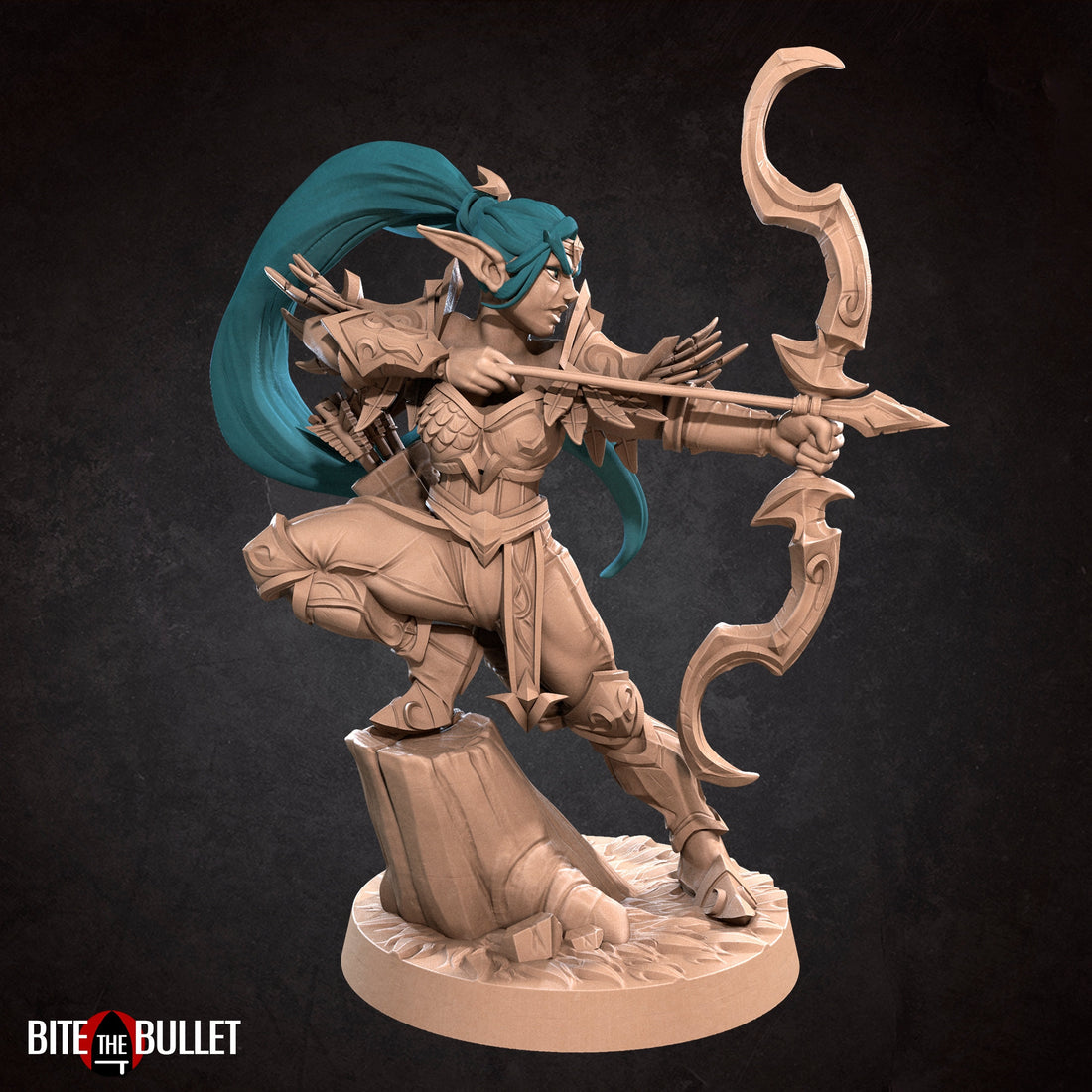 Female Night Elf Ranger Miniature, Alana | Tabletop RPG Miniature | Bite the Bullet | Roleplaying 3D Printed Fantasy Mini - 3DPrintDen