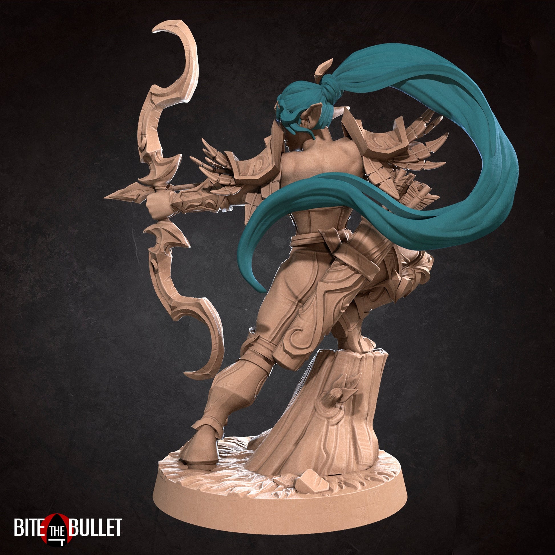 Female Night Elf Ranger Miniature, Alana | Tabletop RPG Miniature | Bite the Bullet | Roleplaying 3D Printed Fantasy Mini - 3DPrintDen