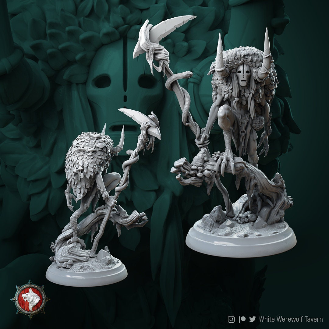 Forest Spirit Miniature, Chmerih Faceless | Tabletop RPG Miniature | White Werewolf Tavern | Roleplaying 3D Printed Fantasy Mini - 3DPrintDen