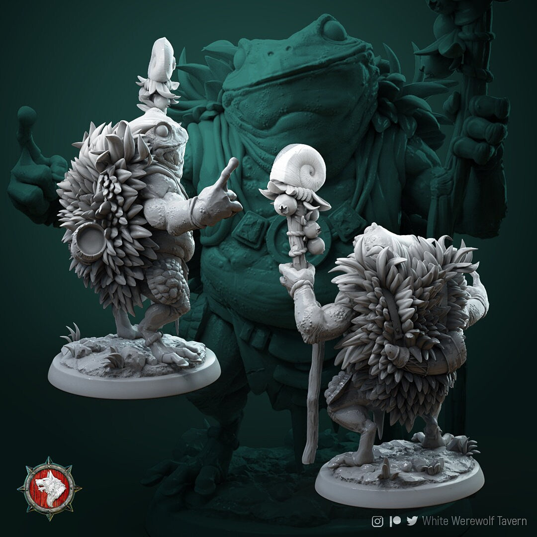 Frogfolk Shaman Miniature | Tabletop RPG Miniature | White Werewolf Tavern | Roleplaying 3D Printed Fantasy Mini - 3DPrintDen