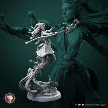 Female Forest Elf Druid Miniature, Lesika | Tabletop RPG Miniature | White Werewolf Tavern | Roleplaying 3D Printed Fantasy Mini - 3DPrintDen