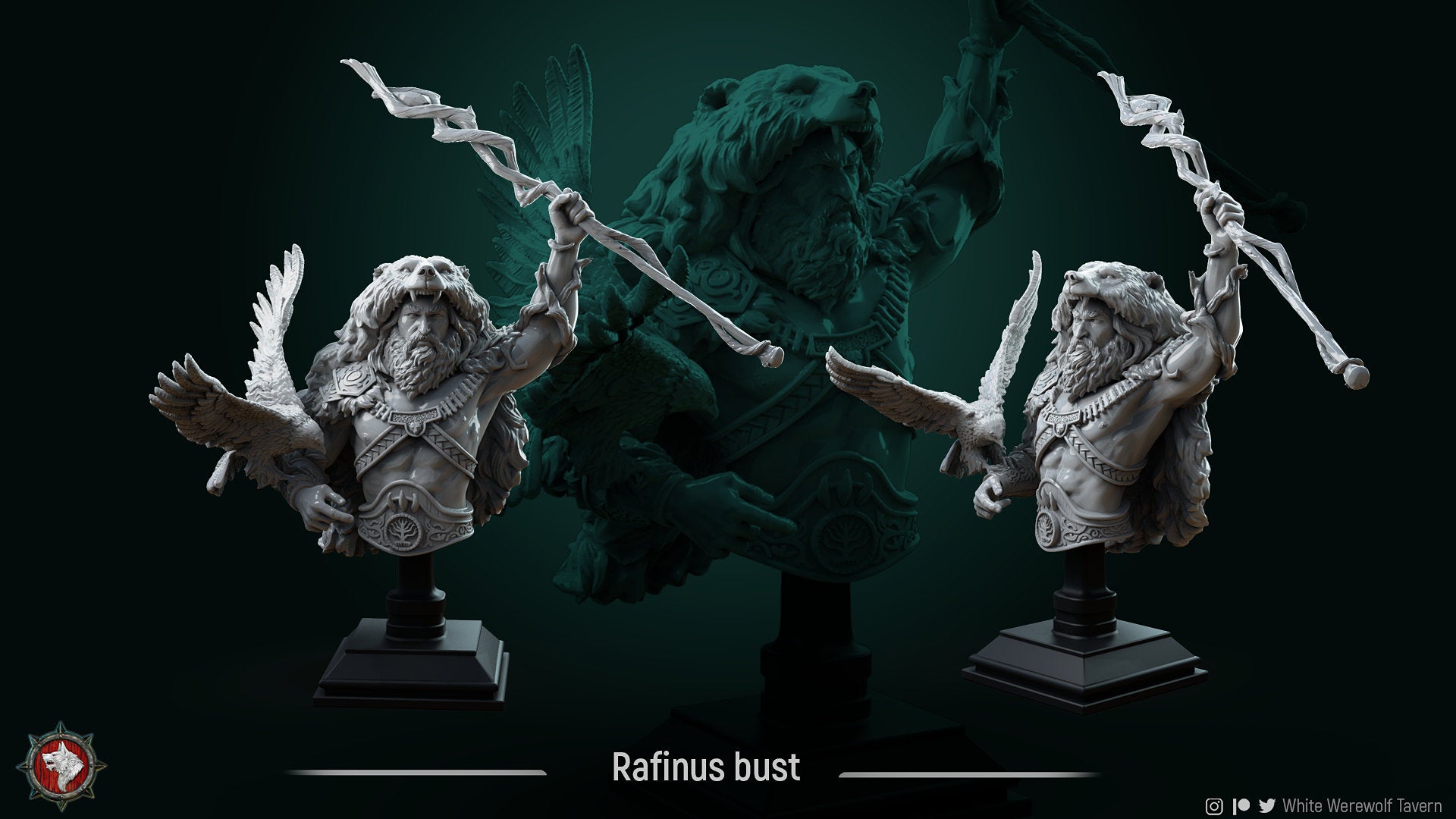 Forest Druid Bust, Maletta | Tabletop RPG Miniature | White Werewolf Tavern | Roleplaying 3D Printed Fantasy Mini - 3DPrintDen