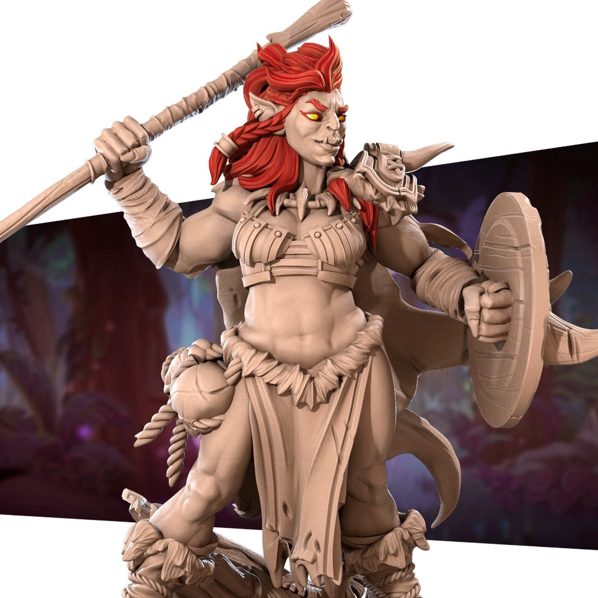 Amazon Half-Orc Miniature, Kisha | Tabletop RPG Miniature | Bite the Bullet | Roleplaying 3D Printed Fantasy Mini - 3DPrintDen