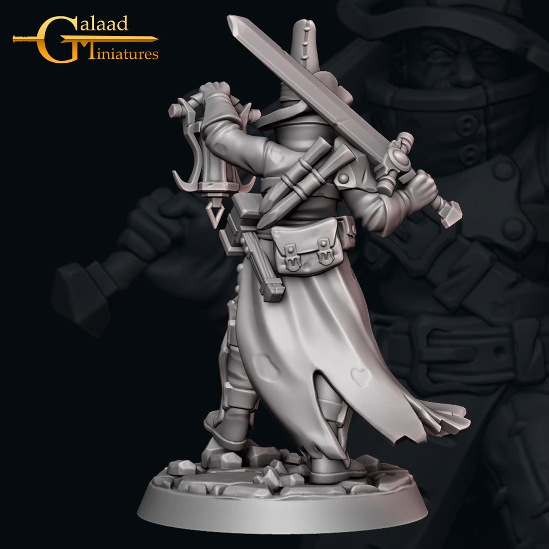 Vampire Hunter Miniature | Tabletop RPG Miniature | Galaad Miniatures | Roleplaying 3D Printed Fantasy Mini - 3DPrintDen