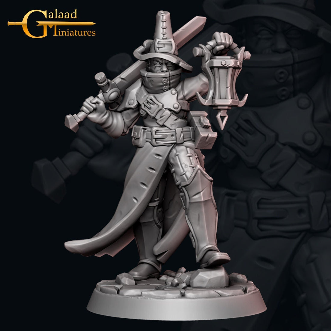 Vampire Hunter Miniature | Tabletop RPG Miniature | Galaad Miniatures | Roleplaying 3D Printed Fantasy Mini - 3DPrintDen