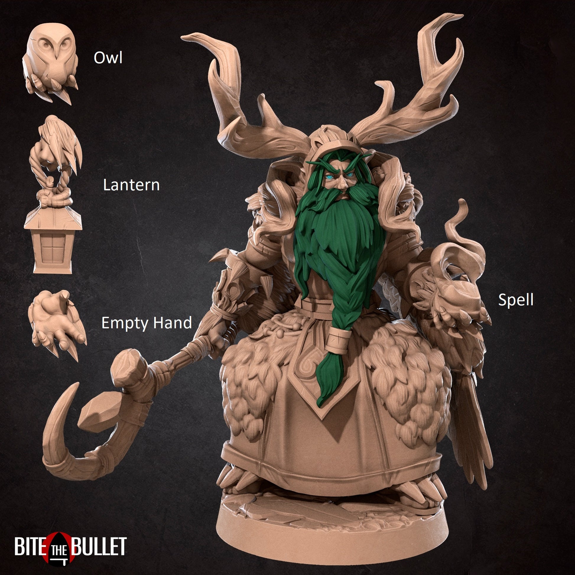 Night Elf Archdruid Miniature, Teladrius | Tabletop RPG Miniature | Bite the Bullet | Roleplaying 3D Printed Fantasy Mini - 3DPrintDen