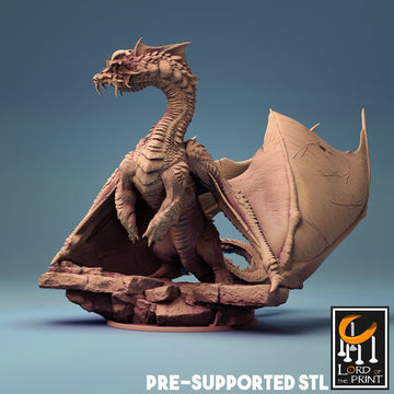 Ancient Brine Dragon Miniature | Tabletop RPG Miniature | Rescale Miniature | Roleplaying 3D Printed Fantasy Mini - 3DPrintDen