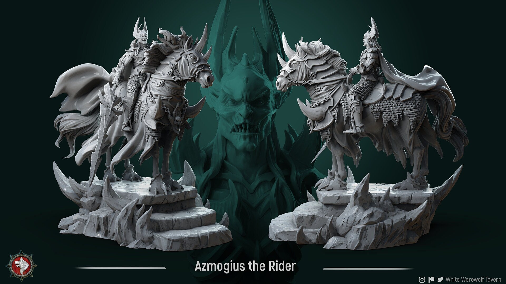 Devil Rider Miniature, Azmogius | Tabletop RPG Miniature | White Werewolf Tavern | Roleplaying 3D Printed Fantasy Mini - 3DPrintDen