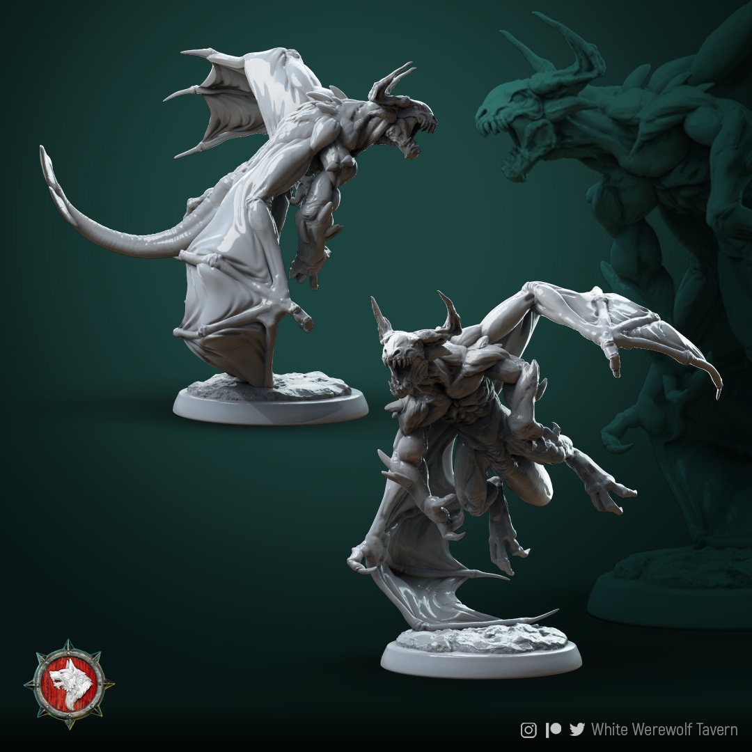 Devil Miniature | Tabletop RPG Miniature | White Werewolf Tavern | Roleplaying 3D Printed Fantasy Mini - 3DPrintDen