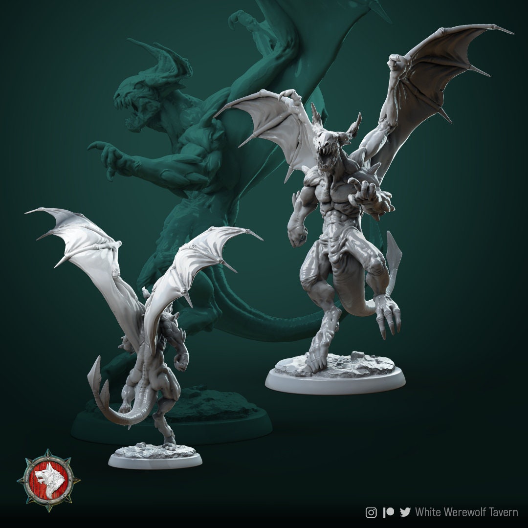 Devil Miniature | Tabletop RPG Miniature | White Werewolf Tavern | Roleplaying 3D Printed Fantasy Mini - 3DPrintDen