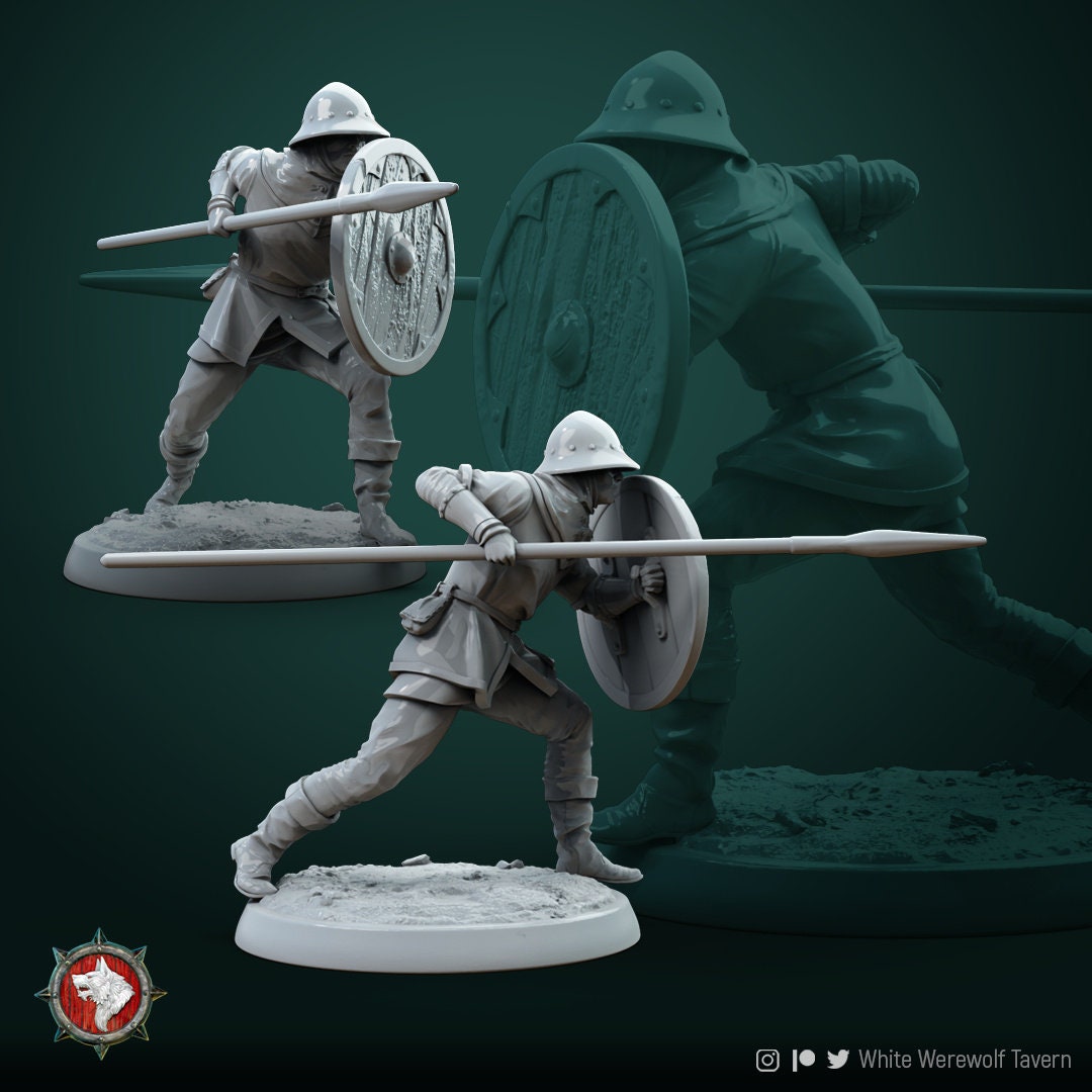 Militia Miniature | Tabletop RPG Miniature | White Werewolf Tavern | Roleplaying 3D Printed Fantasy Mini - 3DPrintDen