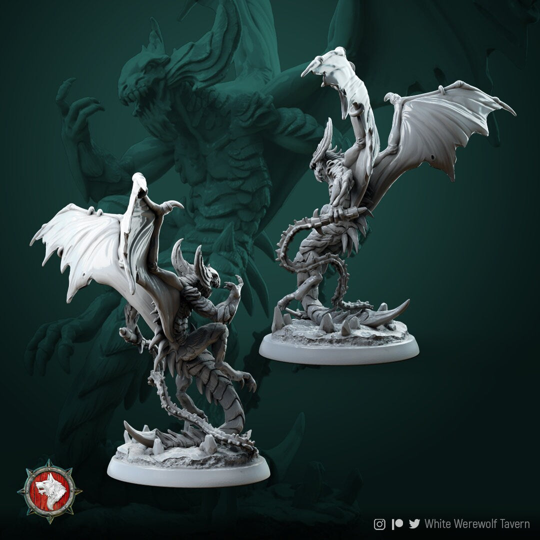 Demon Leader Miniature, Kerrafius | Tabletop RPG Miniature | White Werewolf Tavern | Roleplaying 3D Printed Fantasy Mini - 3DPrintDen