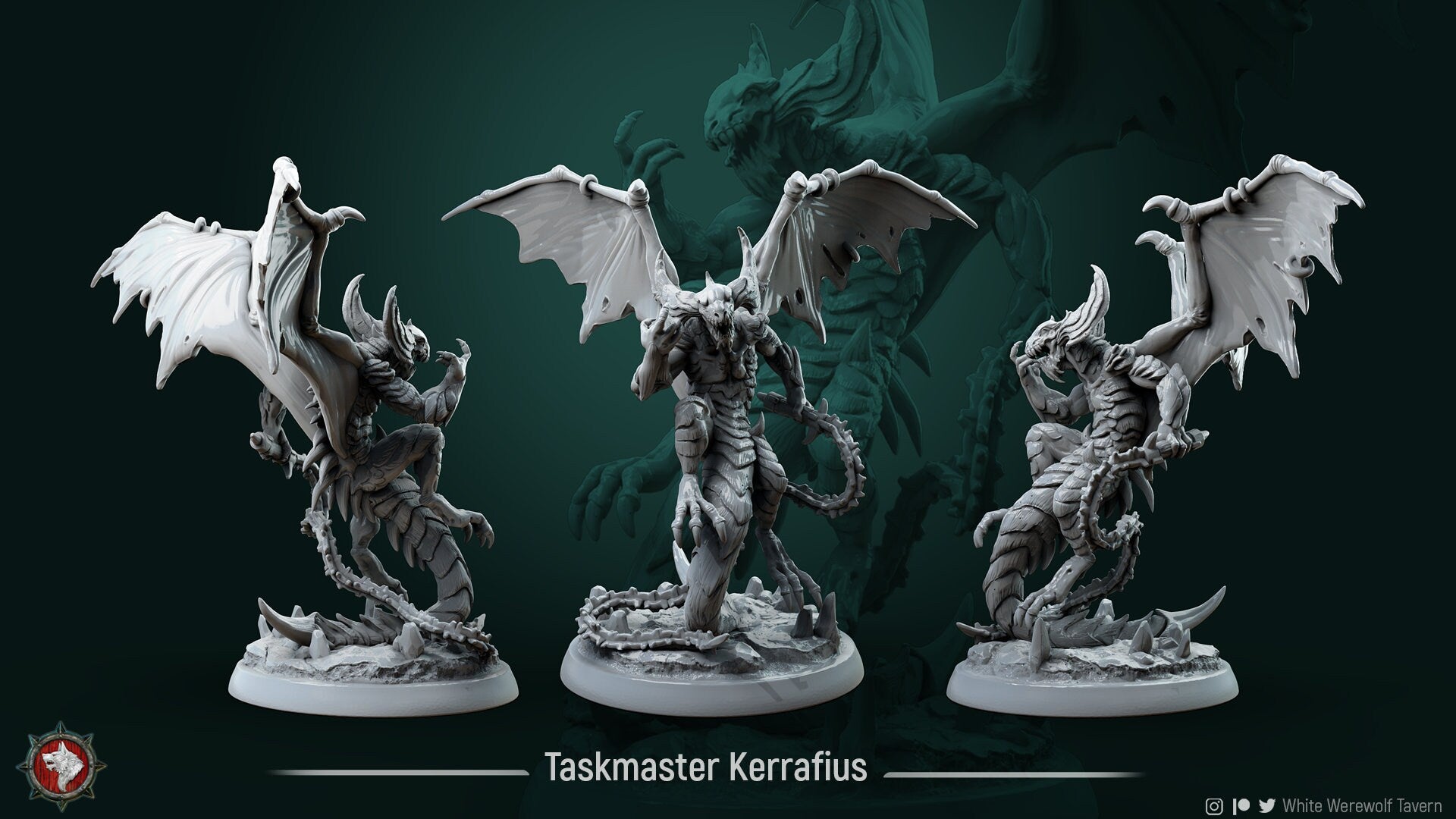 Demon Leader Miniature, Kerrafius | Tabletop RPG Miniature | White Werewolf Tavern | Roleplaying 3D Printed Fantasy Mini - 3DPrintDen