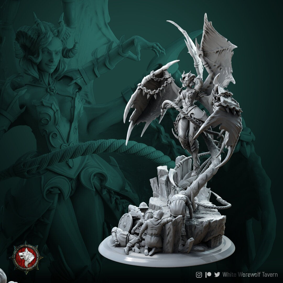 Succubus Miniature, Zurae-Ta | Tabletop RPG Miniature | White Werewolf Tavern | Roleplaying 3D Printed Fantasy Mini - 3DPrintDen