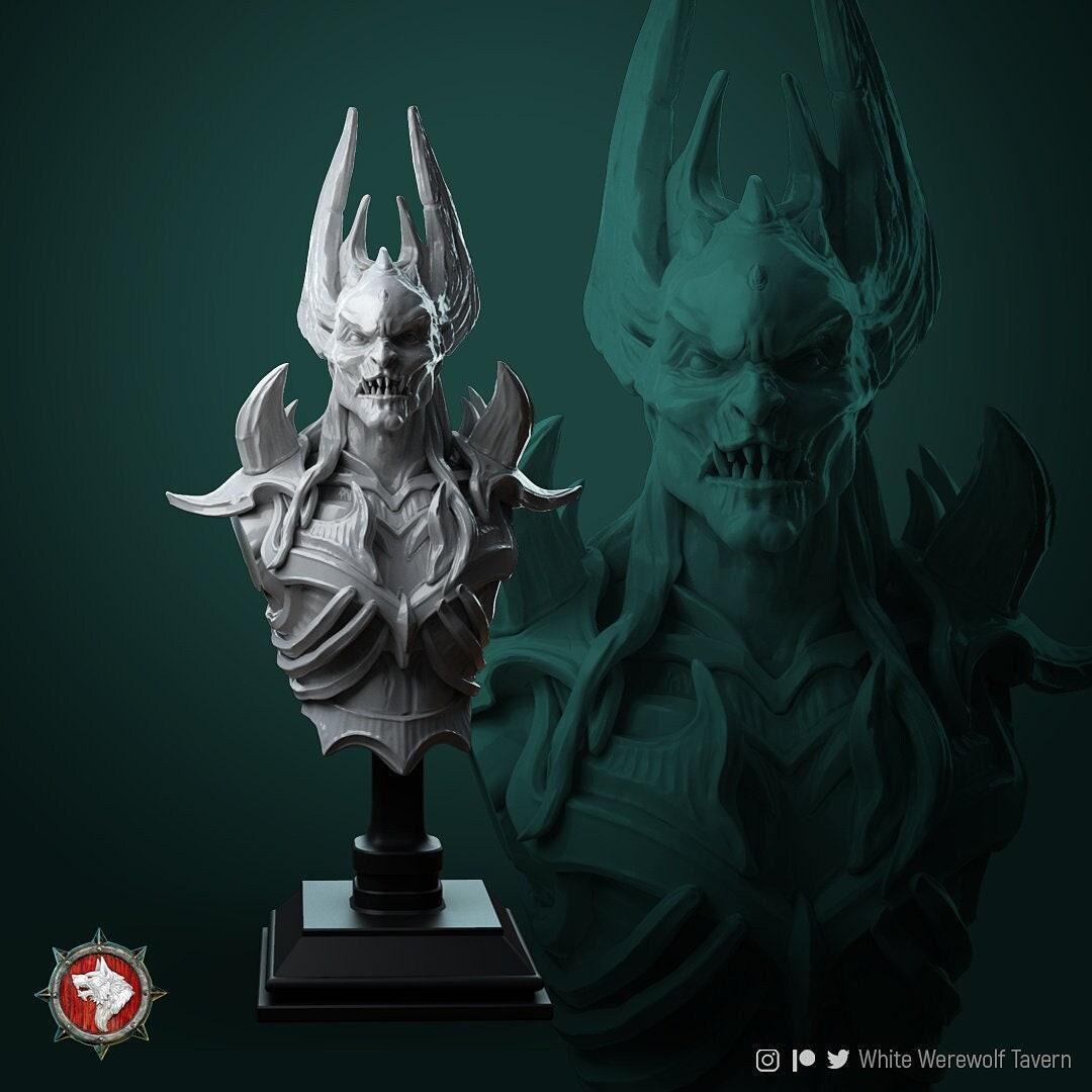 Demon Riser Bust, Azmogius | Tabletop RPG Miniature | White Werewolf Tavern | Roleplaying 3D Printed Fantasy Mini - 3DPrintDen