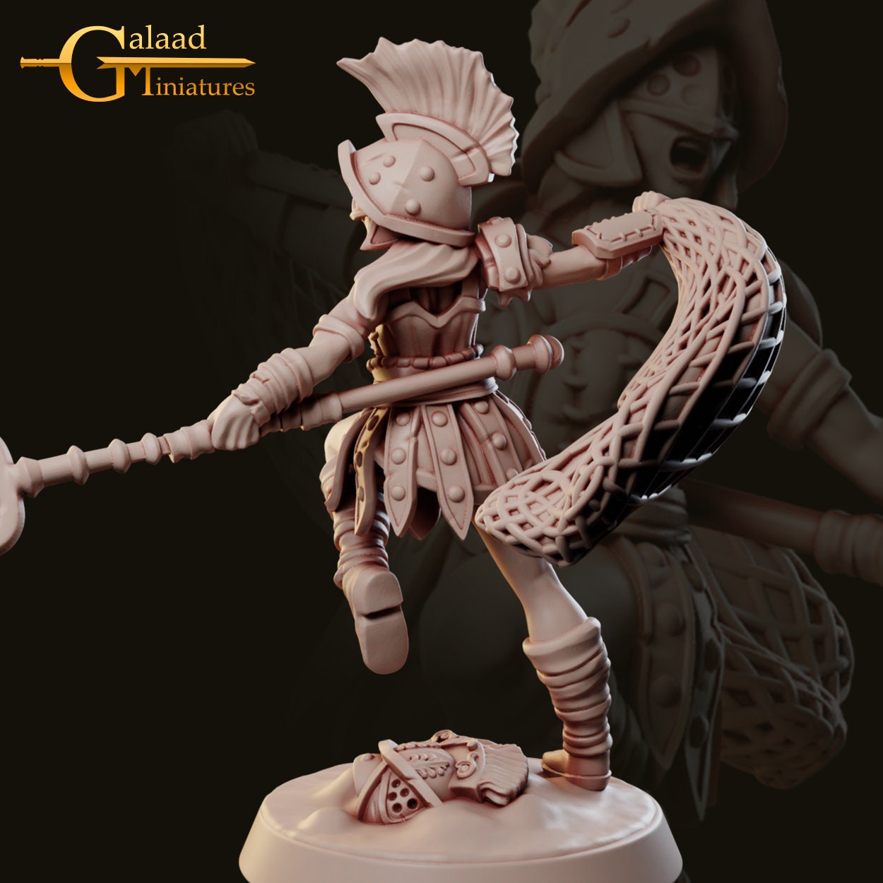 Female Spearman Miniature | Tabletop RPG Miniature | Galaad Miniatures | Roleplaying 3D Printed Fantasy Mini - 3DPrintDen