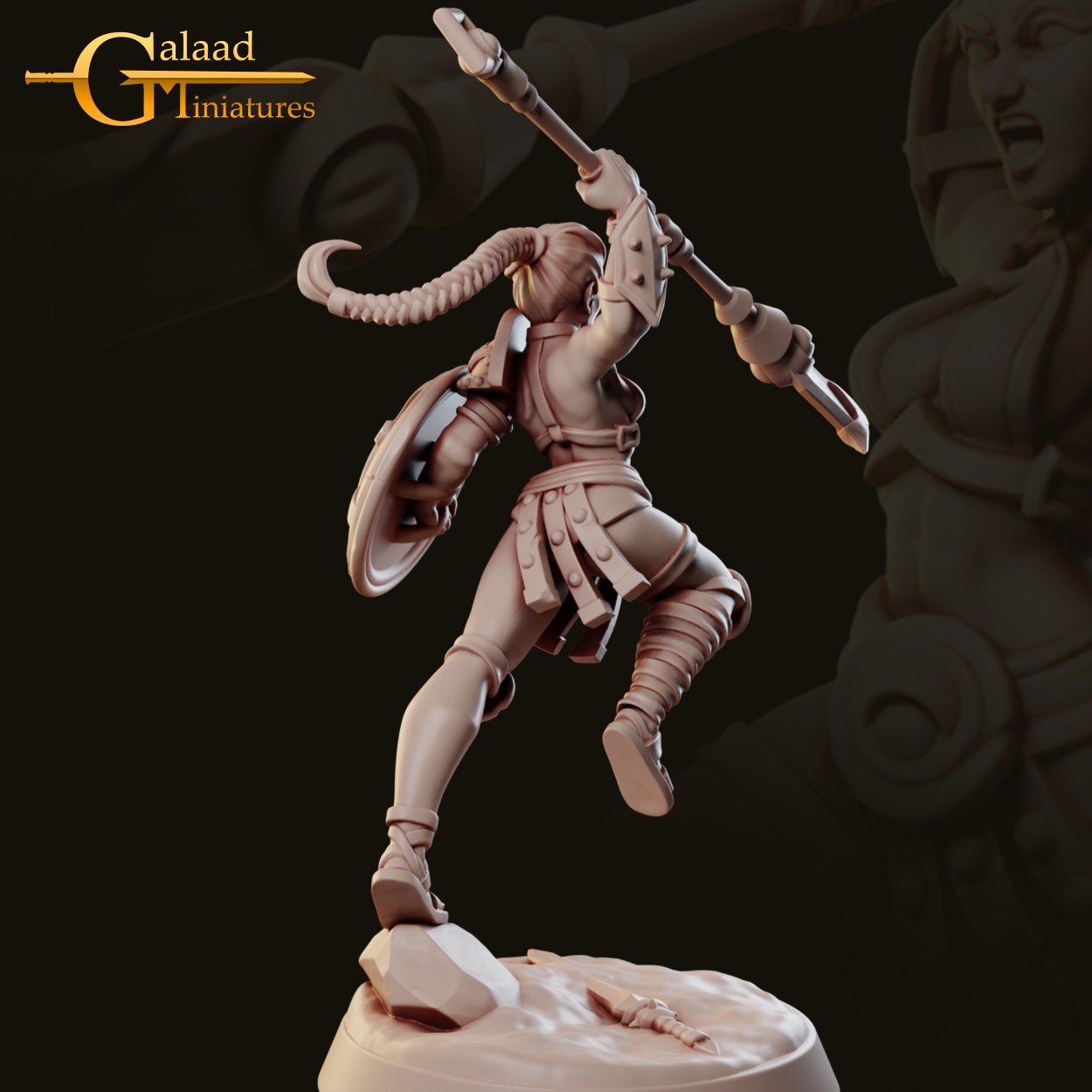 Female Fighter Miniature | Tabletop RPG Miniature | Galaad Miniatures | Roleplaying 3D Printed Fantasy Mini - 3DPrintDen