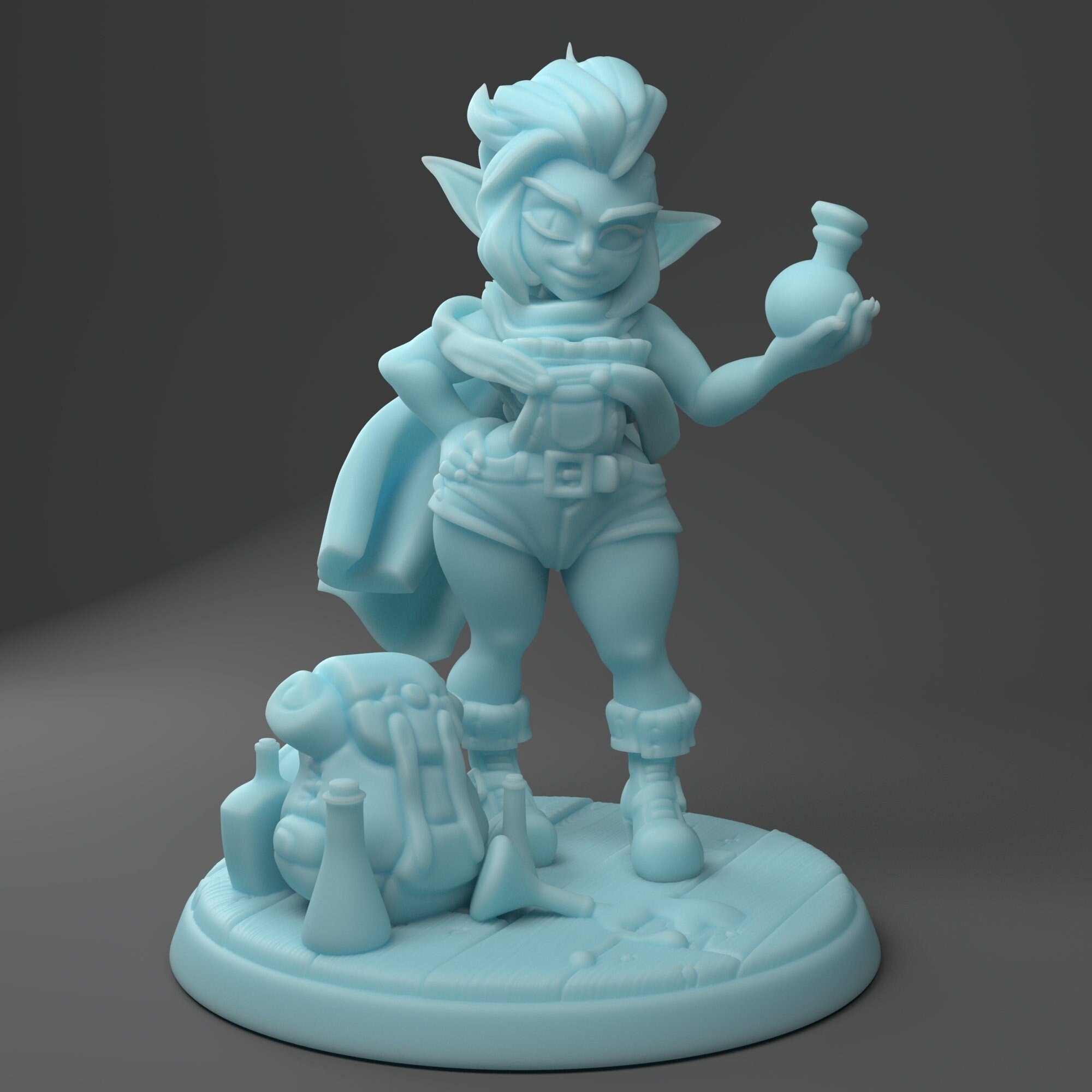 Female Goblin Alchemist Miniature, Goldie | Twin Goddess Miniatures | Tabletop RPG Miniature | Roleplaying 3D Printed Fantasy Mini - 3DPrintDen