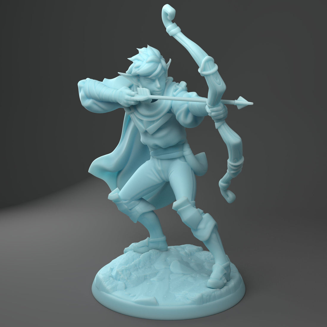 Elf Ranger Miniature, Velwyn | Twin Goddess Miniatures | Tabletop RPG Miniature | Roleplaying 3D Printed Fantasy Mini - 3DPrintDen