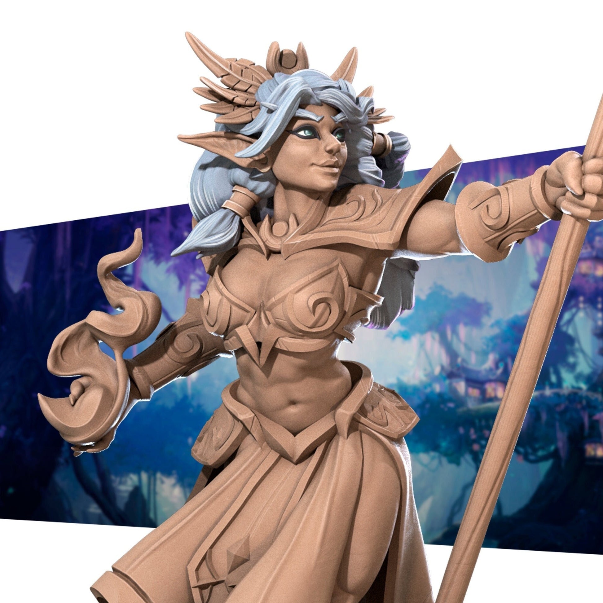 Female Night Elf Sorceress Miniature, Tiana | Tabletop RPG Miniature | Bite the Bullet | Roleplaying 3D Printed Fantasy Mini - 3DPrintDen