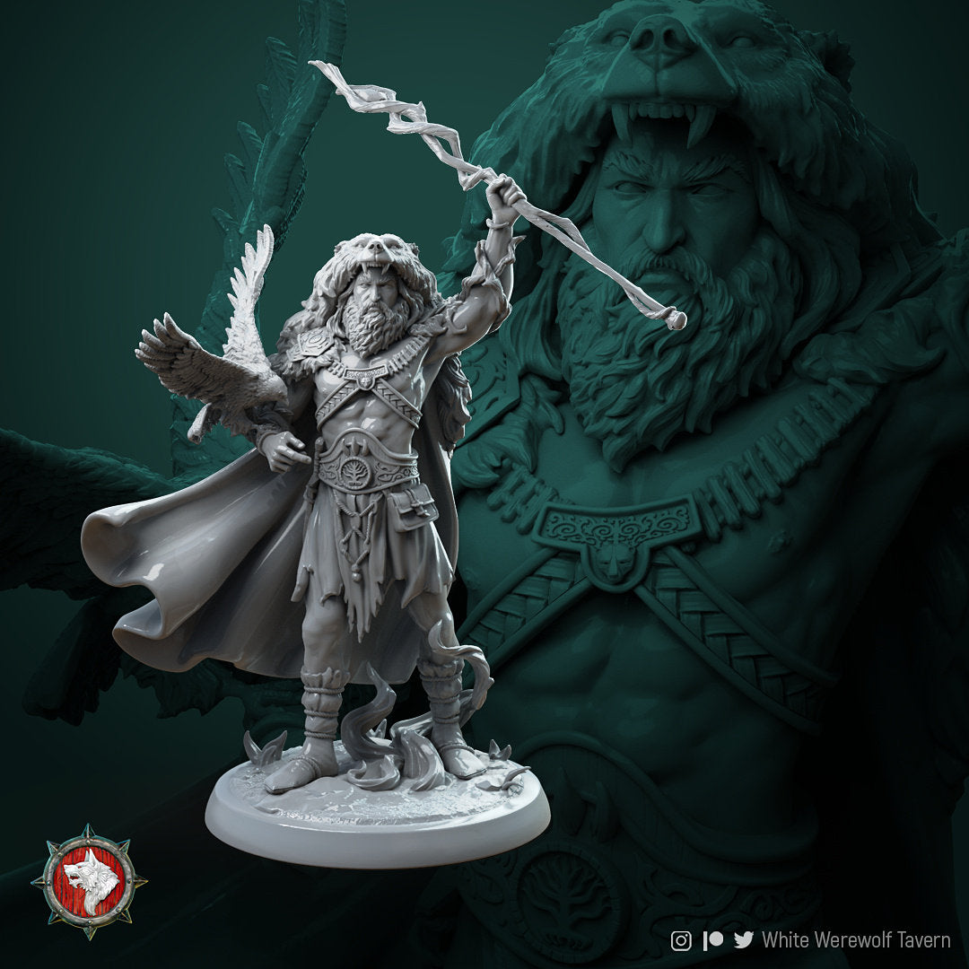 Forest Druid Miniature, Rafinus Grim Grip | Tabletop RPG Miniature | White Werewolf Tavern | Roleplaying 3D Printed Fantasy Mini - 3DPrintDen