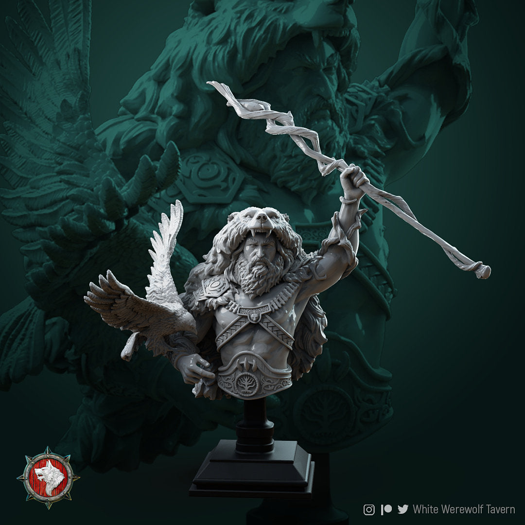 Forest Druid Bust, Maletta | Tabletop RPG Miniature | White Werewolf Tavern | Roleplaying 3D Printed Fantasy Mini - 3DPrintDen