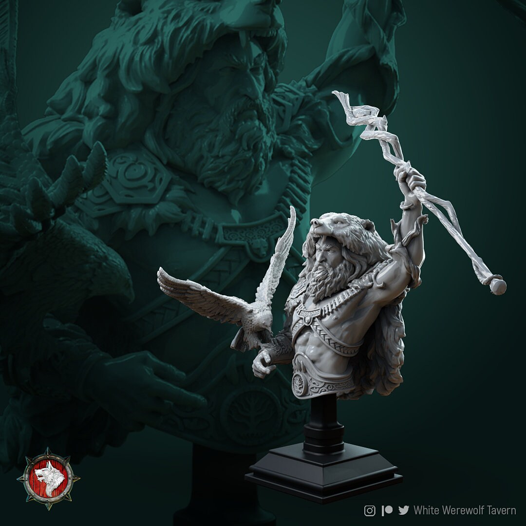 Forest Druid Bust, Maletta | Tabletop RPG Miniature | White Werewolf Tavern | Roleplaying 3D Printed Fantasy Mini - 3DPrintDen