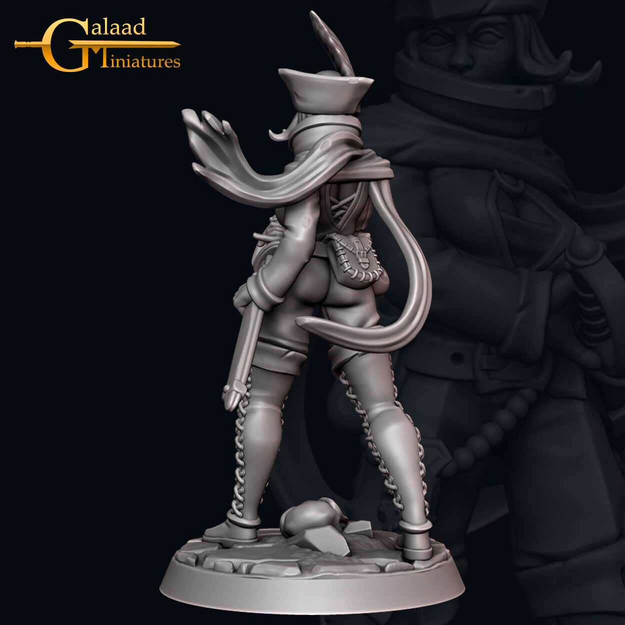 Female Vampire Hunter Miniature | Tabletop RPG Miniature | Galaad Miniatures | Roleplaying 3D Printed Fantasy Mini - 3DPrintDen